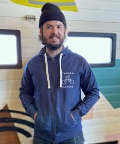 Tandem Coffee Roasters Wearables Blue Zip-Up 100% Recycled Hoodie