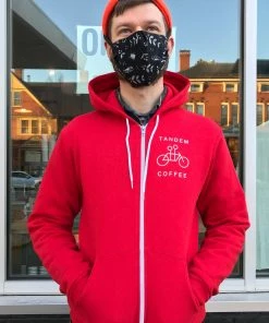 Tandem Coffee Roasters Red Zip-Up Hoodie Wearables
